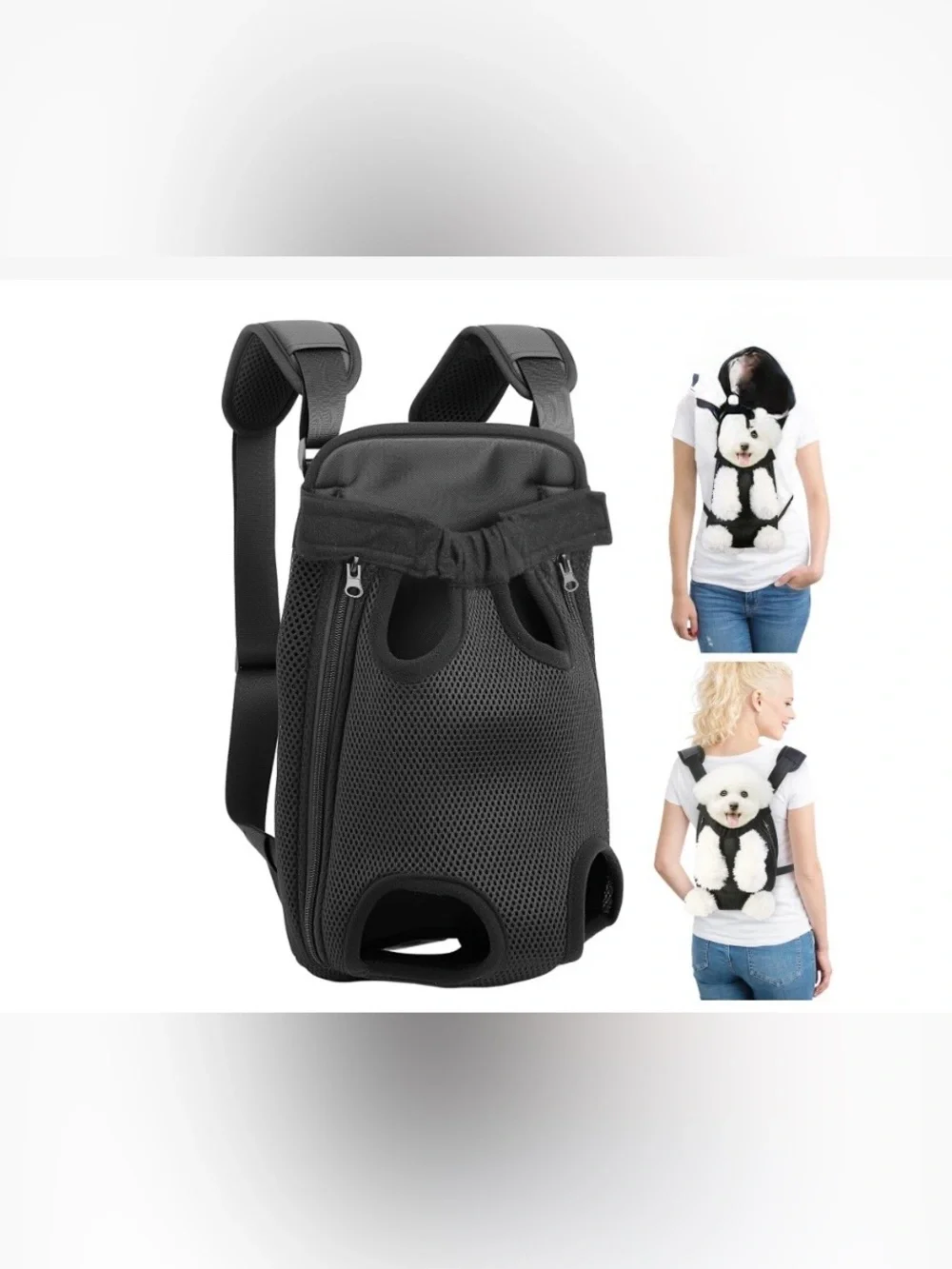 Pet Front & Back Carrier Backpack - Black